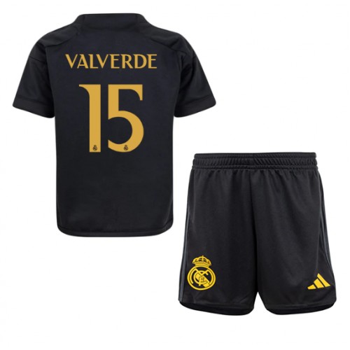 Real Madrid Federico Valverde #15 Rezervni Dres za djecu 2023-24 Kratak Rukav (+ Kratke hlače)